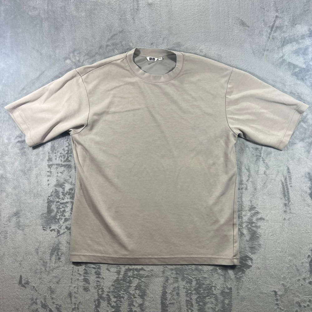 UNIQLO U AIRism T-Shirt Mens L Beige Grey Oversized 341-465185 Summer Capsule